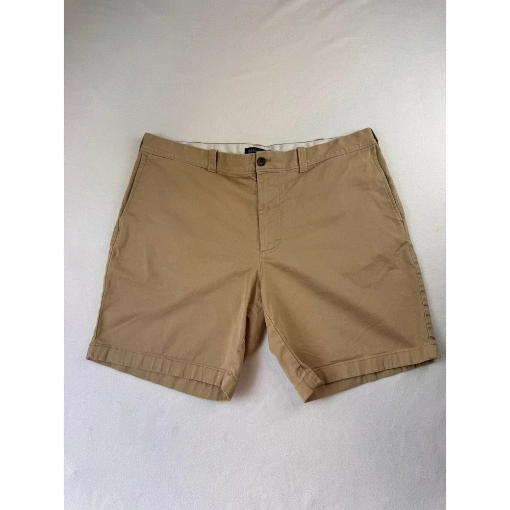 J.Crew Mercantile Men's Chino Shorts 38 Khaki Tan Flex Stretch Preppy Classic